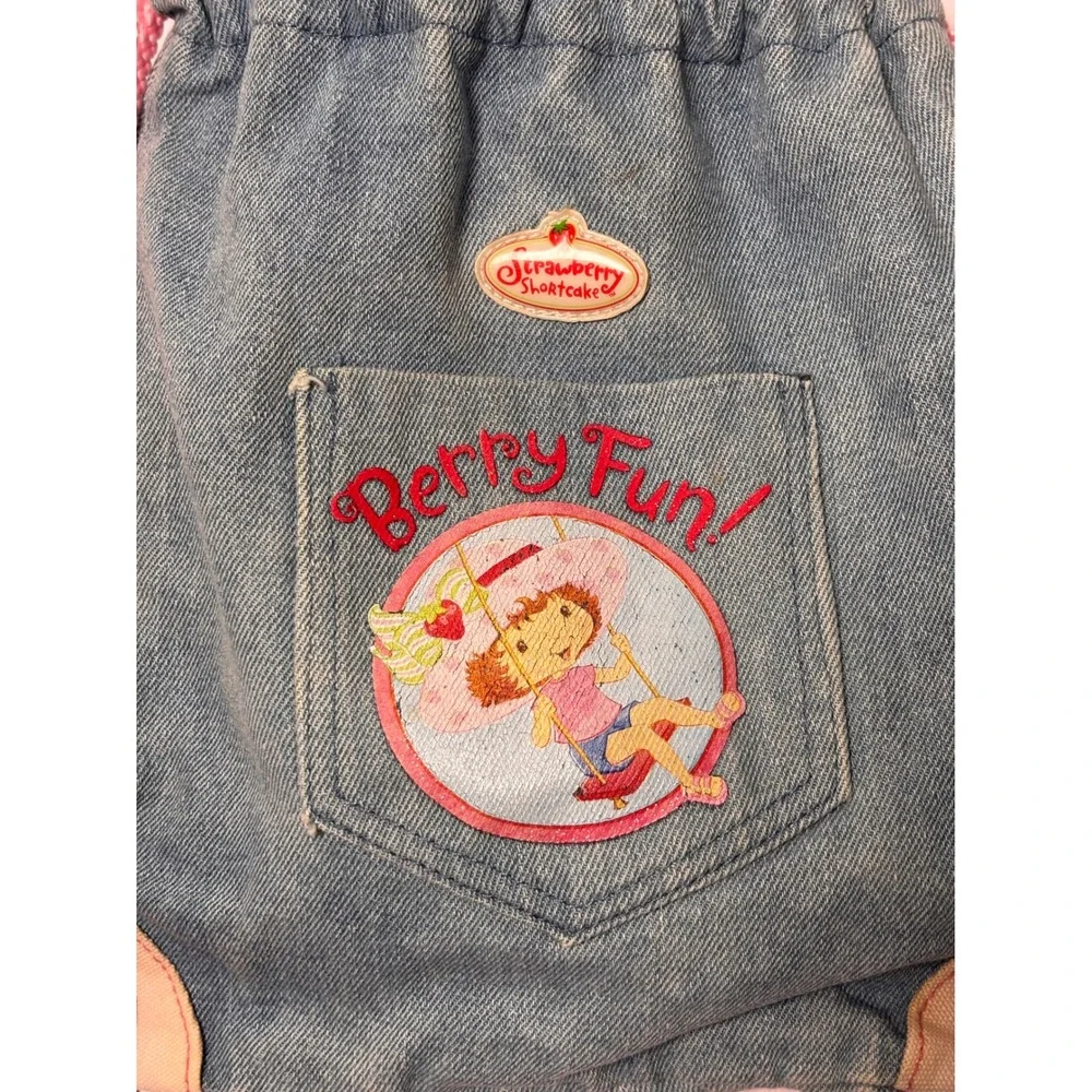 VTG Strawberry Shortcake Kids‎ Backpack Blue Denim Berry Fun Y2K Kidcore Bag